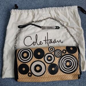 Vintage Cole Haan Black and Tan Women's Small Bag/Clutch